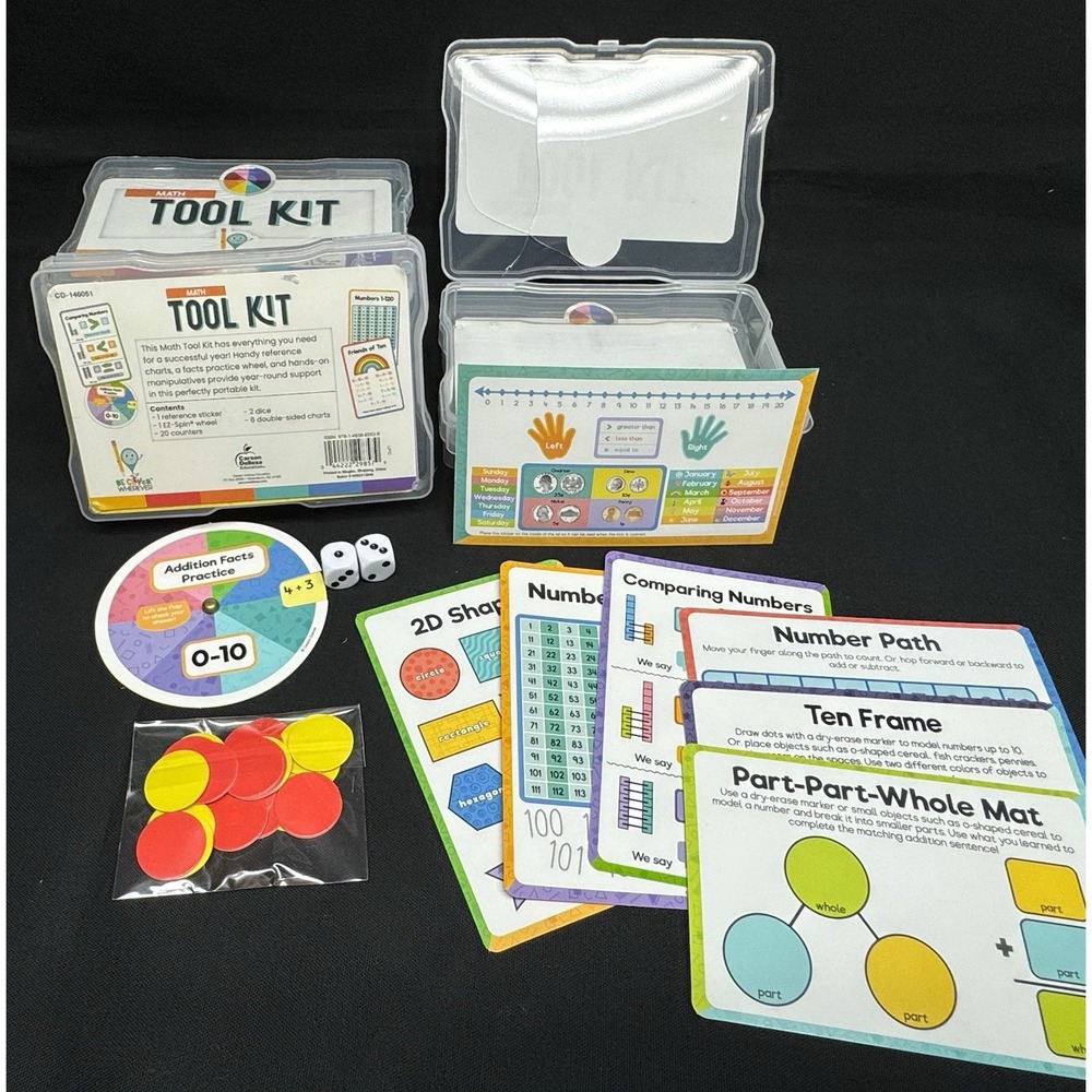 Lot Of 6 Carson Dellosa Math Tool Kits Grades K-1 Sealed Sets & Open Like New